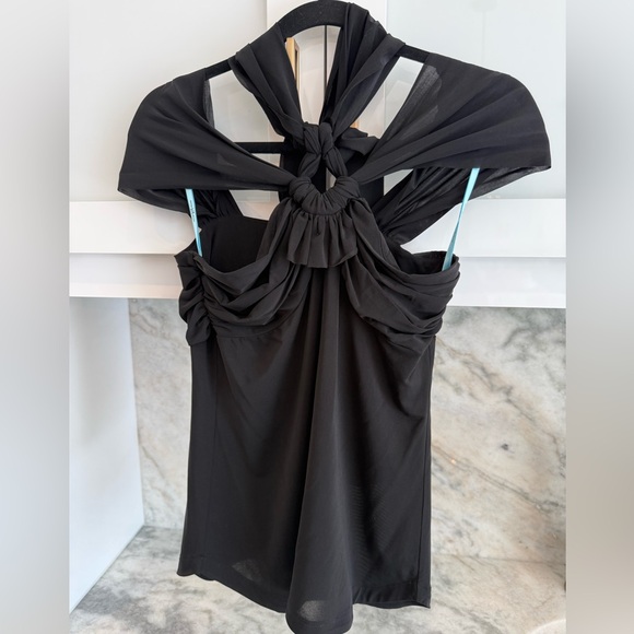 Marciano Tops - Marciano Black Draped Cutout Front Top BNWOT Size L Statement Piece